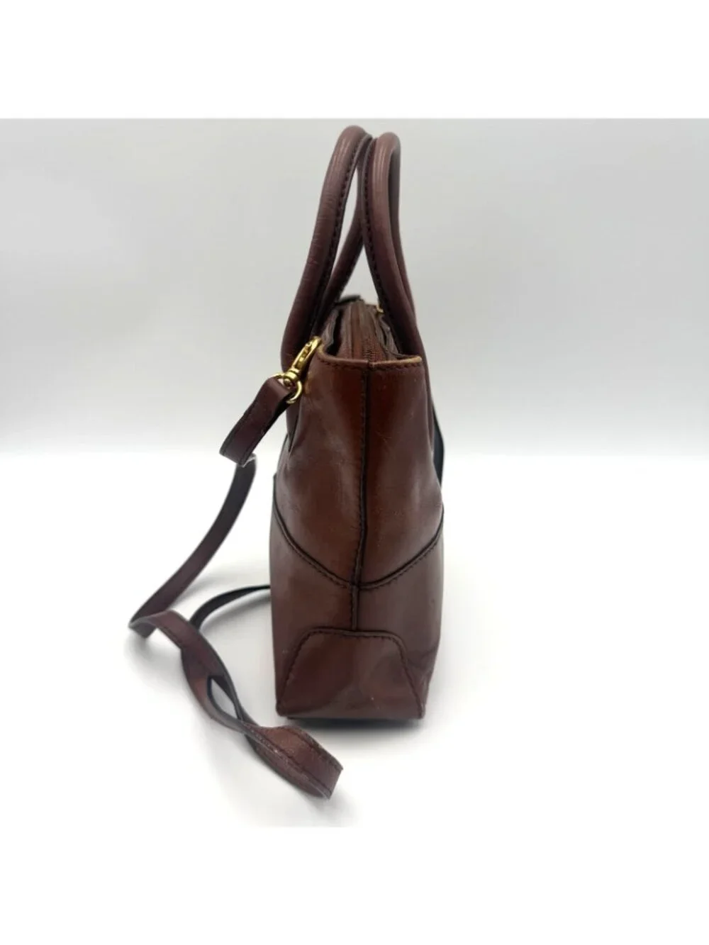 Etienne Aigner Brown Genuine Leather Satchel Shoulder Bag Crossbody Purse